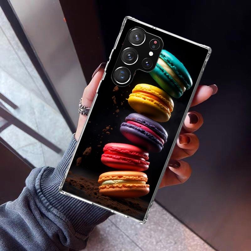 Macaron Ice Cream Cake Doughnut Phone Case For Samsung Galaxy S26 S25 Edge S24 S23 Ultra S22 Plus S21 S20 FE Soft TPU Back Cover