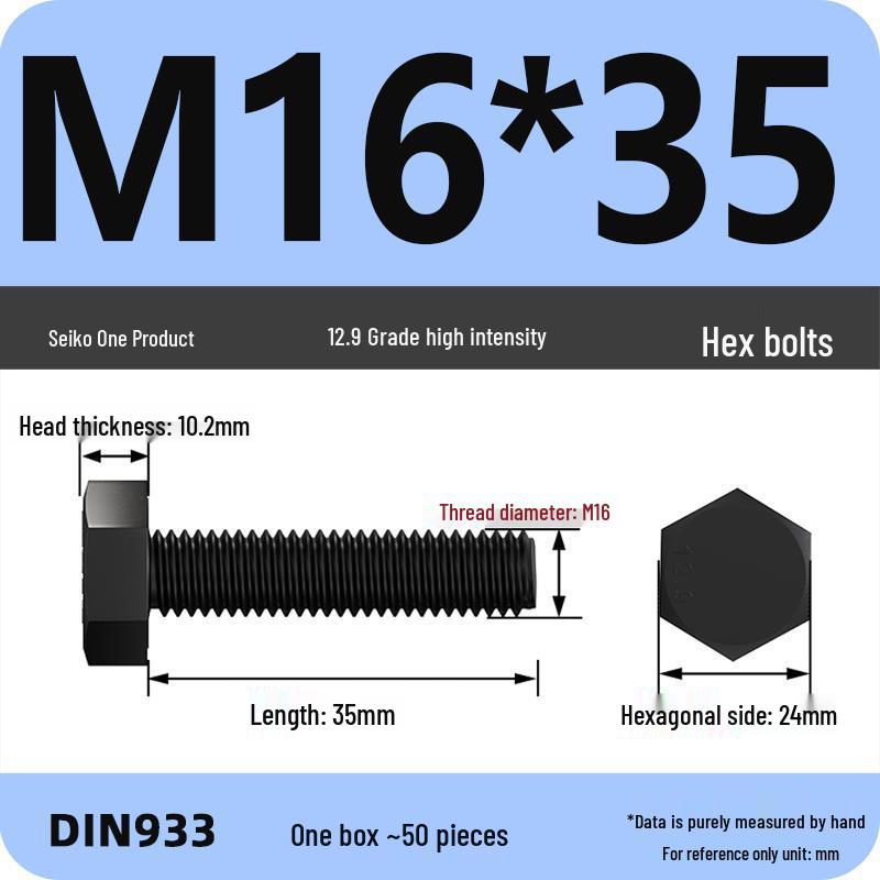 Набор шестигранных болтов высокой прочности Класса 12.9: Размеры M4-M16