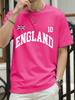 Футболка с принтом England Letter Uk для мужчин, хлопковая, летняя, с круглым вырезом, универсальная, унисекс, повседневная, свободная, с коротким рукавом