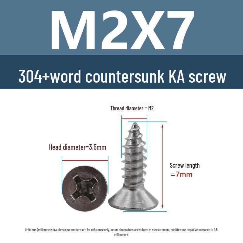 Yigu 304 Stainless Steel Phillips Flat Head Self-Tapping Screws M1-M2.5