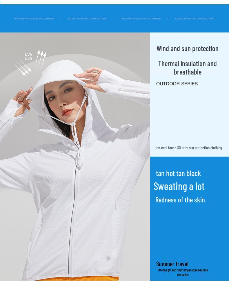 UPF50+ Ice Silk Sun Protection Jacket with Detachable Hood - Breathable Anti-UV Outerwear for Men and Women