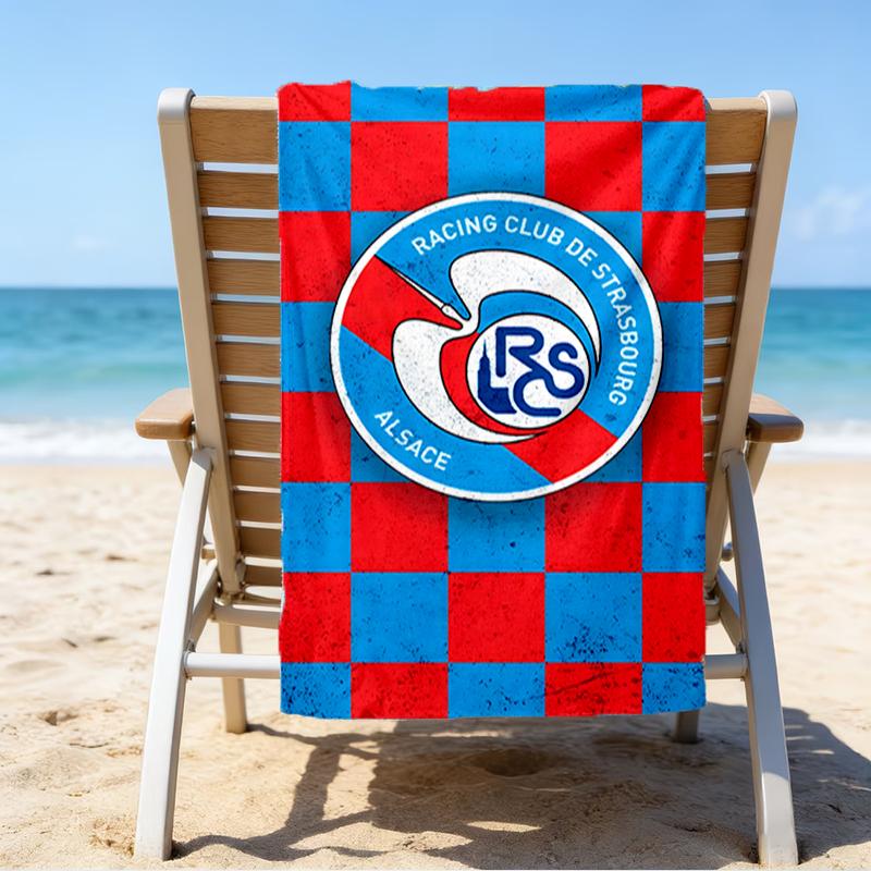 Football Strasbourg Crest Beach Towel - Soft, Absorbent Microfiber, Lightweight, Ideal for The Beach, Parties, Travel, Camping fan gifts