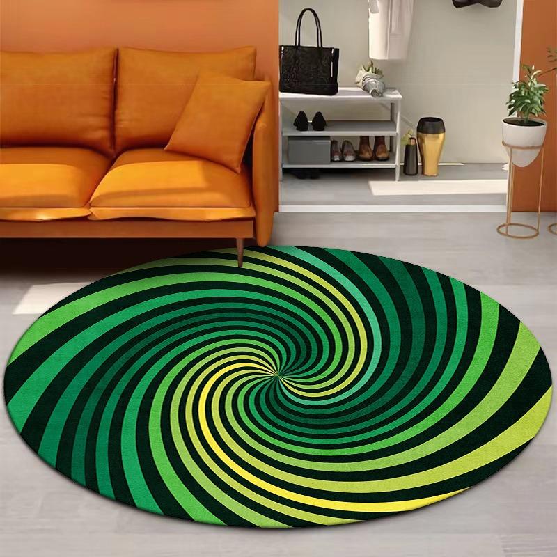 Colorful Spiral Round Carpet 3D Optical Illusion Pattern Mat Modern Artistic Home Decor Rug for Living Room Bedroom Game Room