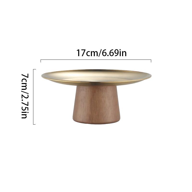 Деревянная основа легкая роскошная простая тарелка для фруктов из нержавеющей стали с высокими ножками