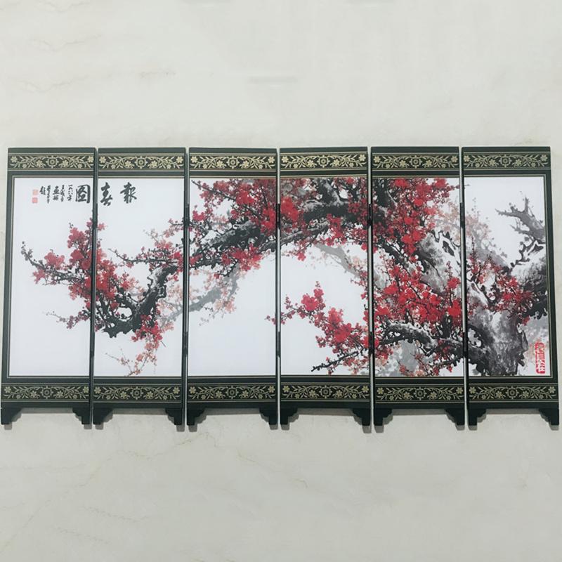 Шестисекционная ширма-перегородка с пружинным экраном, деревянная складная перегородка, бизнес, мини-домашний декор, 48*24*0,6 см, домашние аксессуары