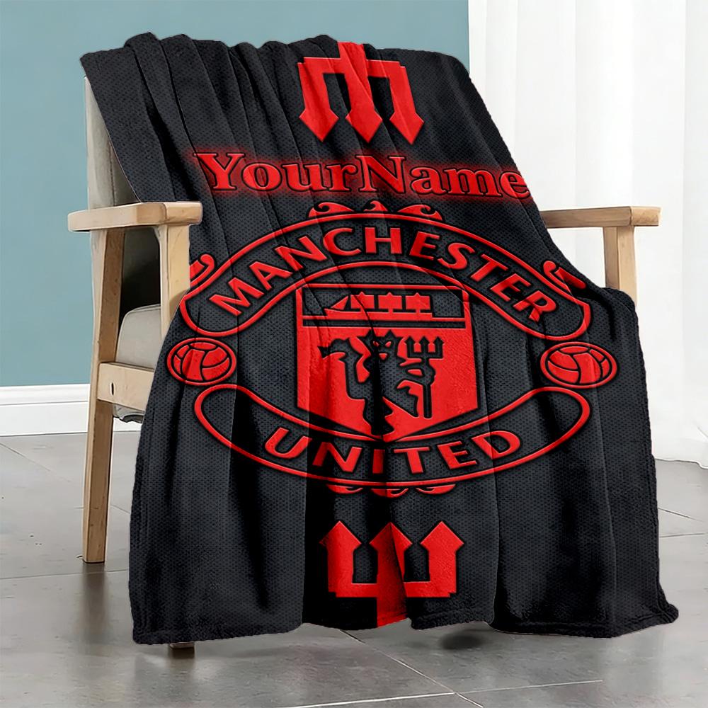 Manchester Customize Text Blanket Multi-purpose Personalized Blanket Durable Comfort Suitable for Seaside Couch Livingroom Bed Four Seasons Universal