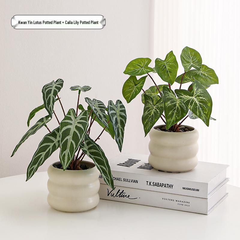 Nordic Small Potted Plant Decor - Indoor Bonsai & Bionic Greenery for Office or Living Room.