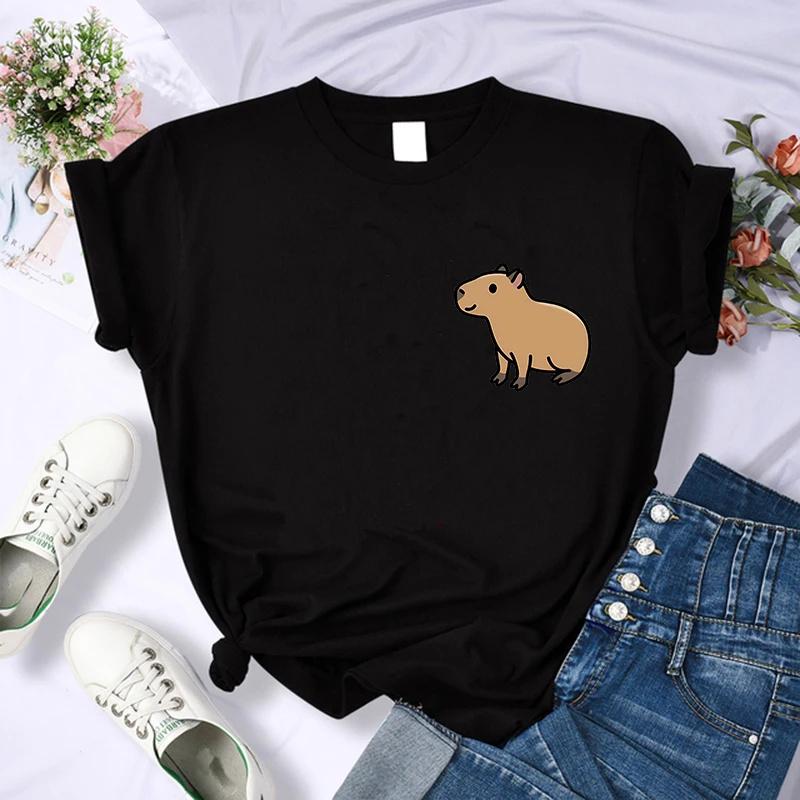 Cute Capybara Clothing T-Shirt Unisex Vintage Cartoon T Shirt FeUnisex Casual Anime Top Tees T Shirt Unisexga Unisex Graphic Tee Tops