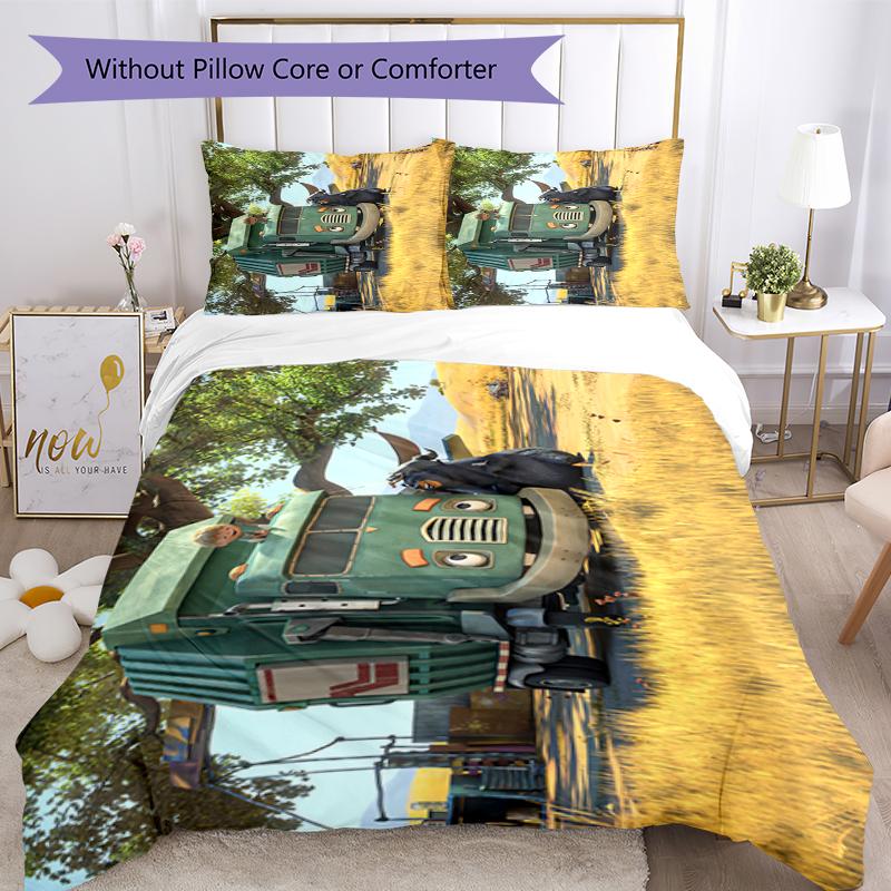 3pcs Trash Truck Bedding Set Duvet Cover Closure Includes 1 Duvet Cover & 2 Pillowcases, Soft and Comfortable for All Seasons.
