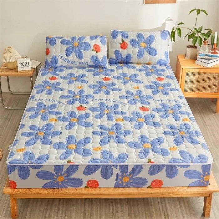 Толстая стеганая эластичная простыня наматрасник для двуспальной кровати, мягкий теплый наматрасник с глубокими карманами, 160*200, зима