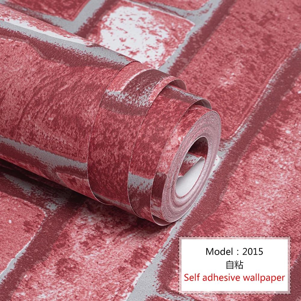 Self Adhesive Wallpaper Cafe Clothing Store Restaurant Brick Pattern Wallpaper 3D Retro Brick Culture Stone Pattern Wallpapers