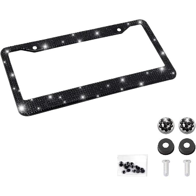Блестящая рамка для номерного знака автомобиля, Ручная работа, Рамка для номерного знака из нержавеющей стали с кристаллами, Искрящаяся, Прочная, Универсальная посадка, Автомобильные аксессуары для девушек,