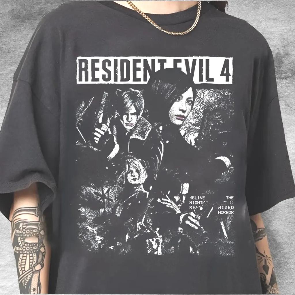 Resident Evil 4 game Casual Trendy Graphic Vintage Y2K T Shirt Women Men Cotton Tee Summer Spring Oversized Novelty Loose tops
