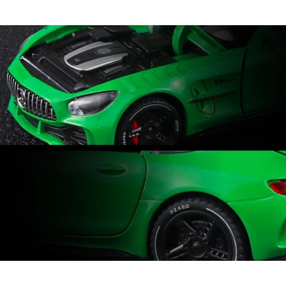 1/32 Mercedes Benz AMG GTR Alloy Sports Car Diecast Metal Model Sound & Light Toy Car Central Control Ornaments Display Kid Gift