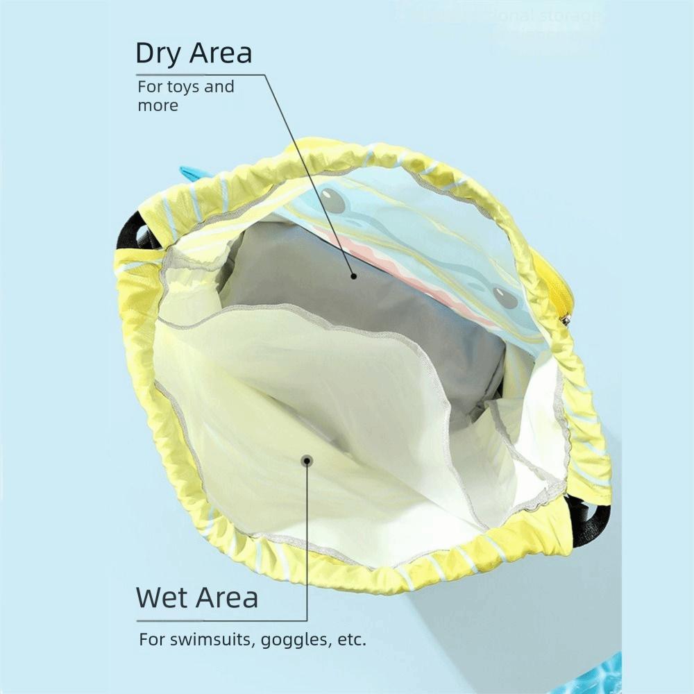 Separation Storage Wet Dry Bag Portable Beach Backpack Shark Drawstring Swimming Bag  Children Use