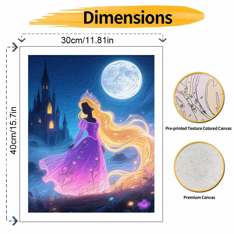 Disney Moonlight Princess Painting by Numbers Hand Filled Drawing Art Kit Home Decor