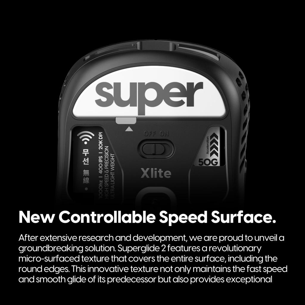 Superglide2 Mouse Feet for Pulsar Xlite V2Xlite V2mini Wireless [Tempered Glass, Rounded Edges, Durable, Low Friction, Super Smooth]