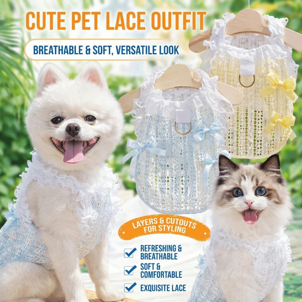 Lace Bow Cat Dog Vest Hollow Pet Princess Dress Cute Pet Shirt Dog Cat Supplies