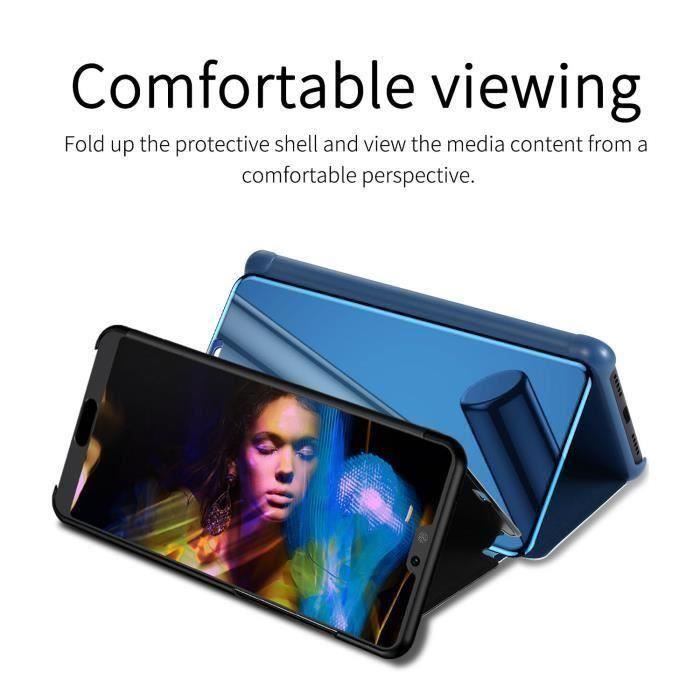 Coque Xiaomi Mi 10 Lite, Antichoc Miroir Folio Mince Avec Support Protection Robuste Pour Xiaomi Mi 10 Lite, Or