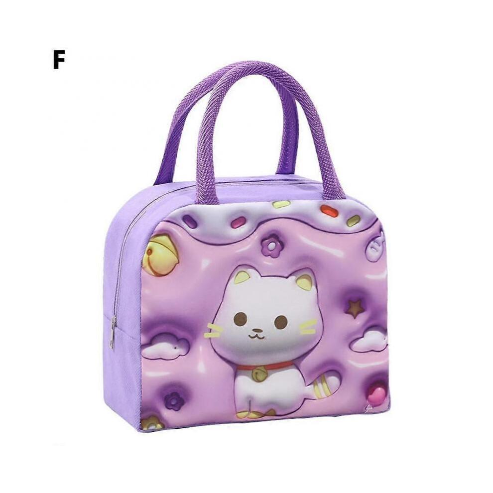 (Purple) Thermal Bag Food Storage bag Student lunchbox cool bag for Children Food