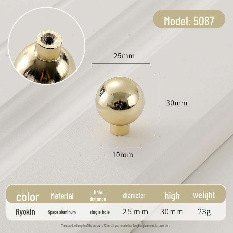 Золотая круглая ручка для ящика класса люкс с одним отверстием для современных простых шкафов