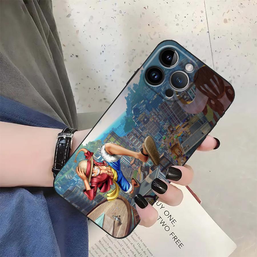 Чехол One Piece Король Луффи Каидо для iPhone 7 8 XS Max 17Air 13 12 11 17 Pro Max XR 15 16 14 Plus Черный Мягкая Накладка на Телефон