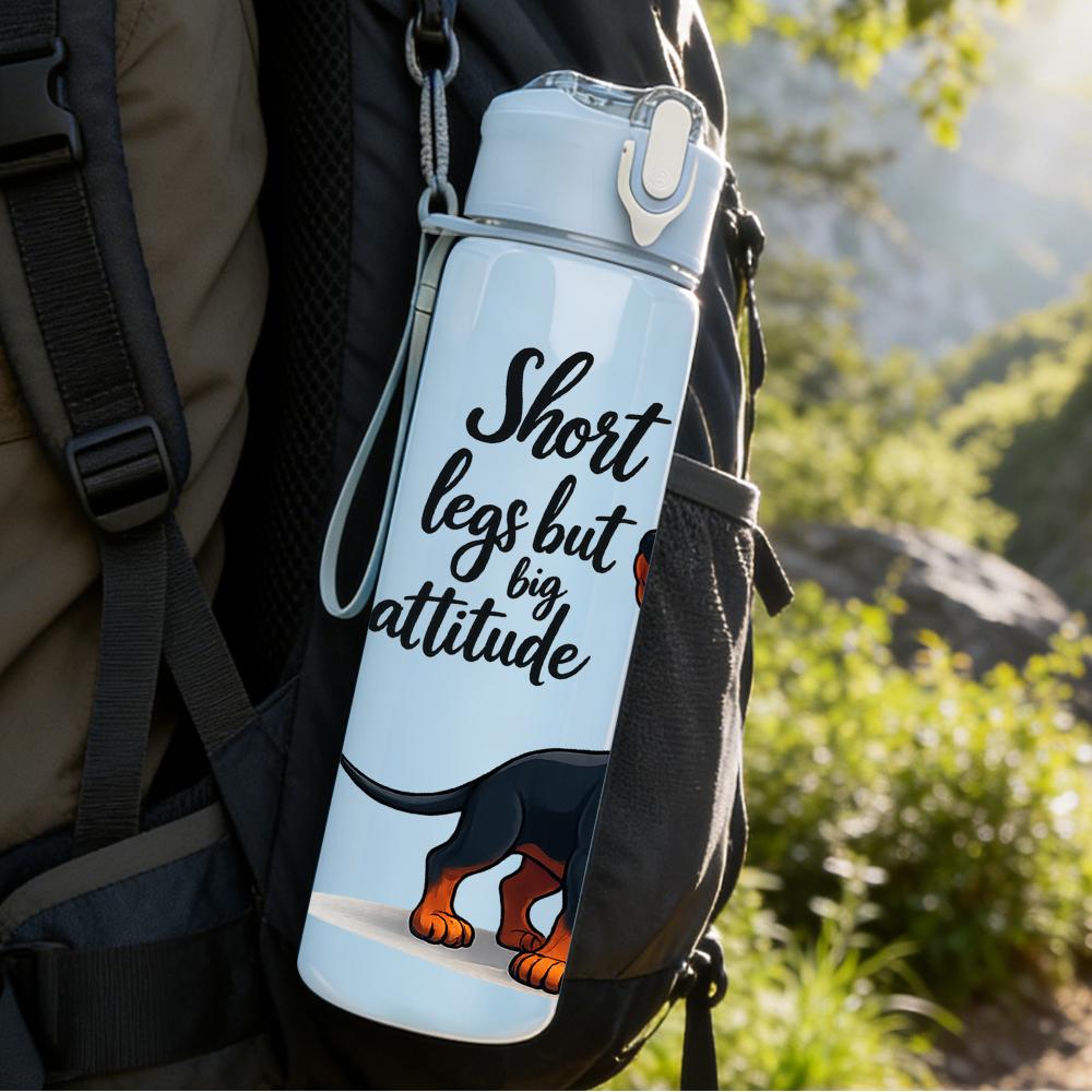 1PC Light Bulb Dachshund Quote Text 750ml Color Plastic Water Bottle Leakproof Flip Straw Lid For Sports Office Home Use