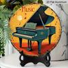 2D Flat Aluminum Decorative Plaques and Ornaments Sign, Hanging Wall Art with Classic Grand Piano Illustration, Retro Music Room Decor for Home