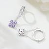 925 Sterling Silver Purple Flower Chain Drop Earrings Women Earrings Charm Fashion Versatile Party Jewelry Gifts