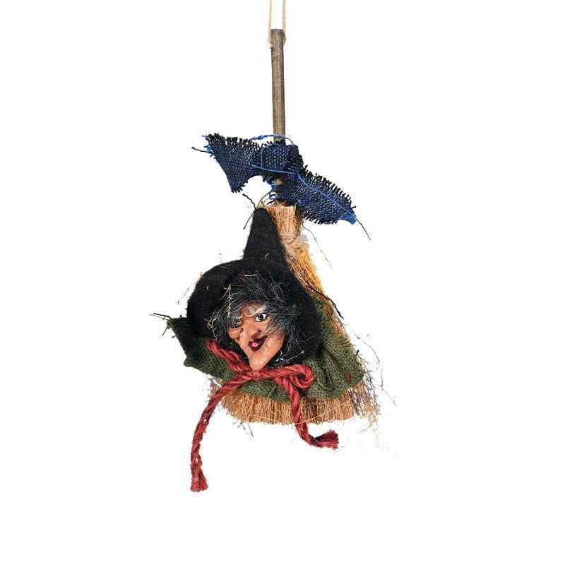 Halloween Witch Prop with Broom Witch Pendant Halloween Decor Spooky Halloween Witch Pendant Hanging Broom for Festive for A