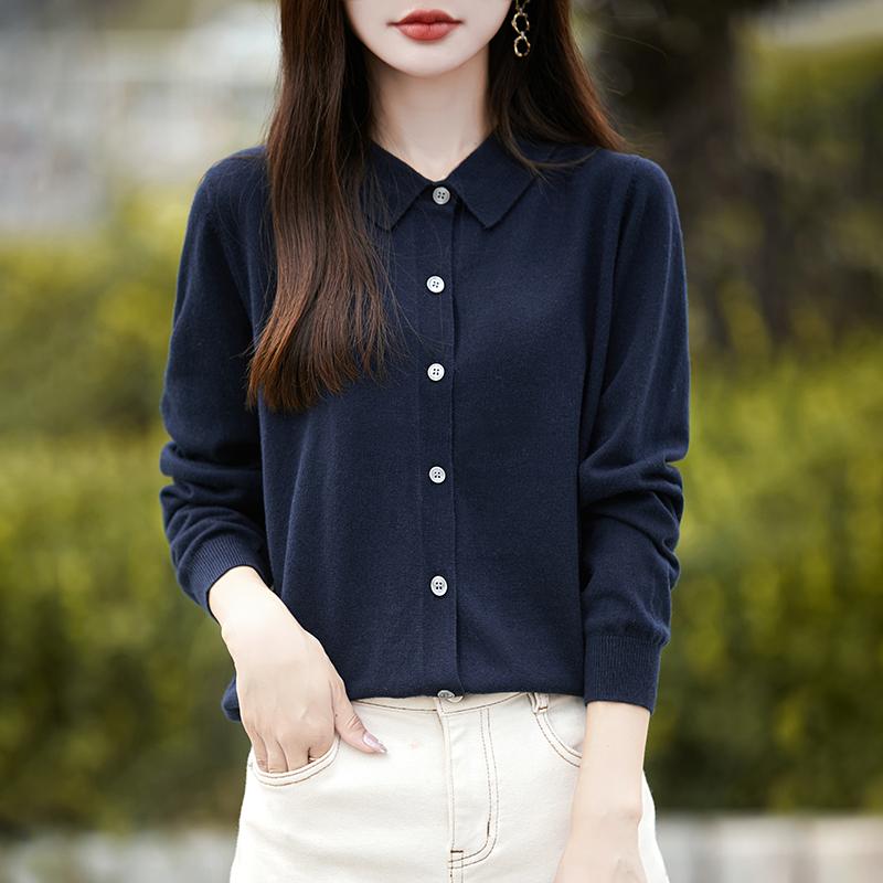 Женский кашемировый кардиган Qinghe кашемир 50% шерсть 50% шелк Женский осенне-зимний кашемировый кардиган мягкий и теплый