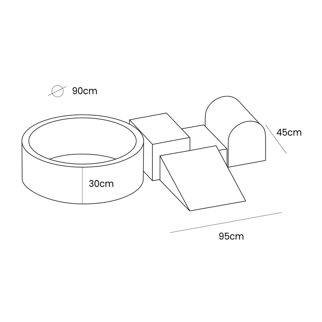 Пенопластовые кубики для лазания для малышей MeowBaby® Светло-серые, 3 элемента, с шариковой ямой, 90x30см