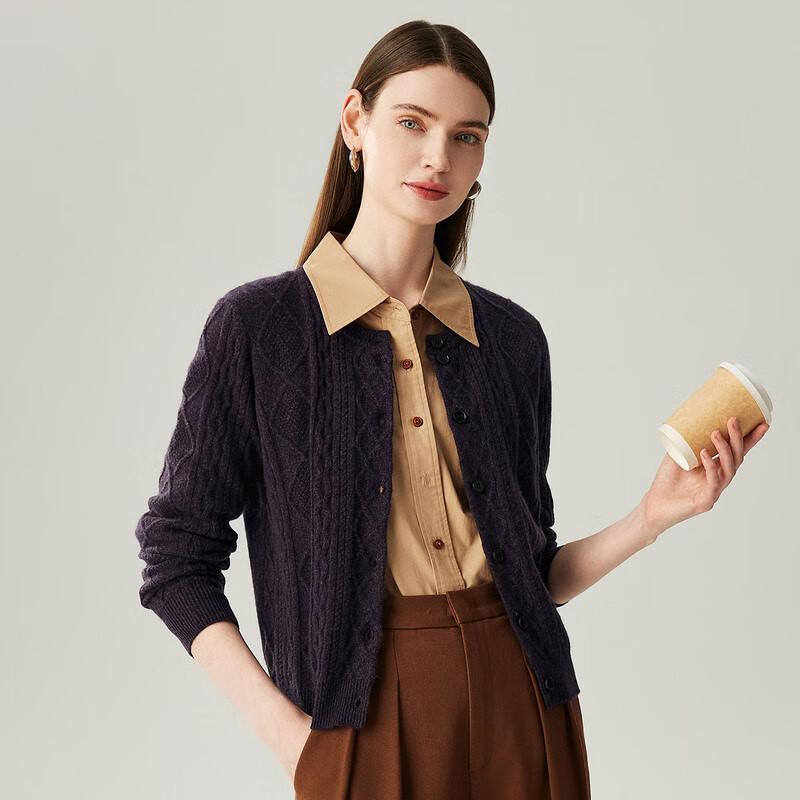 Zhaojun Women's 2025 Fall/Winter Thick Cashmere Cable Cardigan