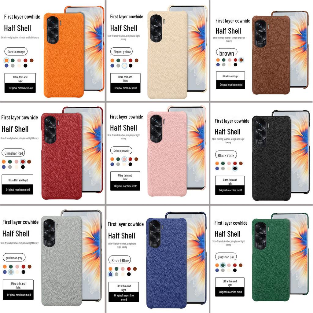 Защитный чехол из натуральной кожи для Honor X20/X20SE/X10Max с узором под коровью кожу личи.