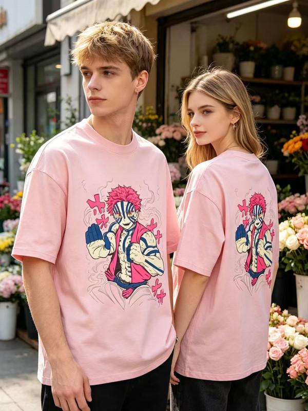 Unisex shirt Cotton Oversize Large Size Vintage Washed Demon Slayer