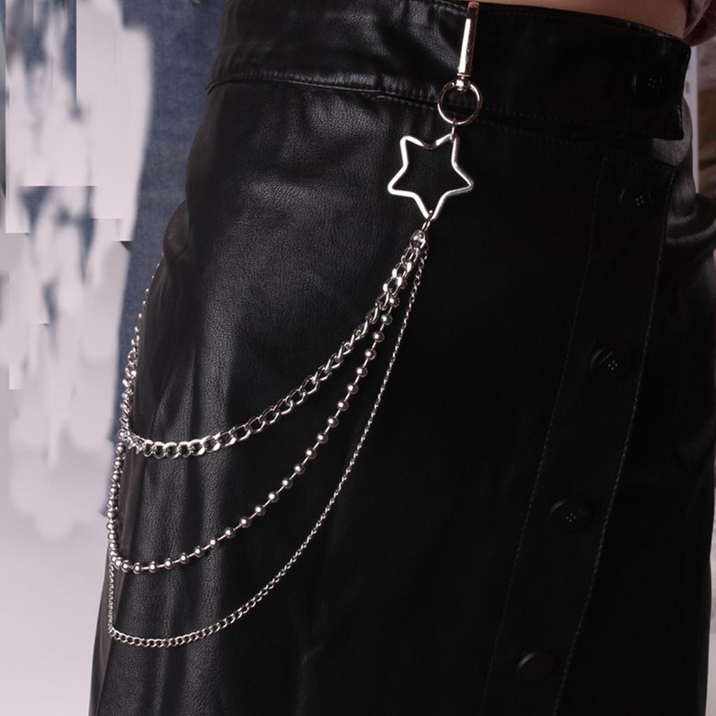 Hiphop Punk Metal Chain Belt with Silver Studs Adjustable Length Chain Belt for Fashionable Adults