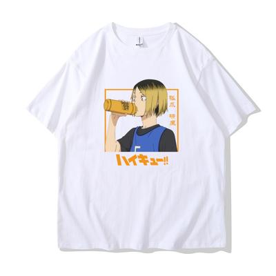 Футболка с графическим принтом Kozume Kenma, женская модная футболка в стиле аниме Harajuku, летняя повседневная футболка с круглым вырезом и коротким рукавом