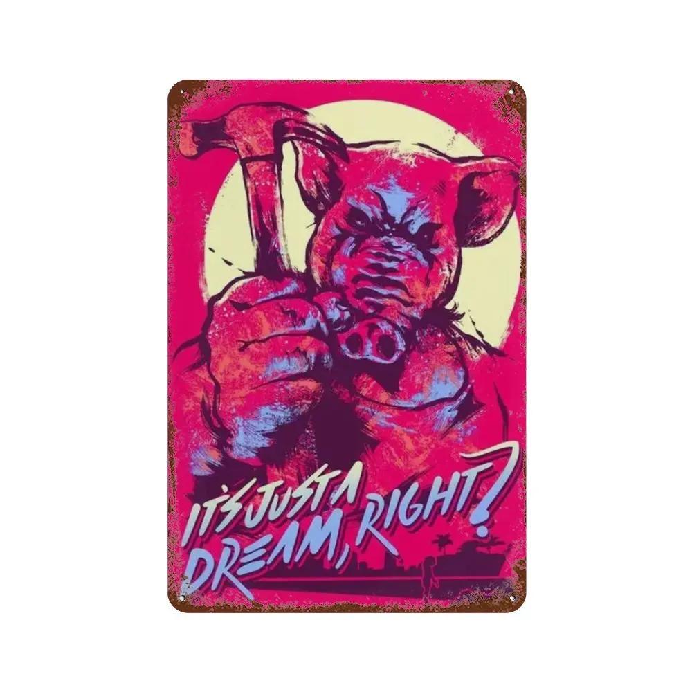 Постер Hotline Miami Горячие Классические Постеры Приключенческой Игры и Металлическая Жестяная Табличка Настенное Искусство Декорация Табличка Мужская Пещера Домашний Декор студия