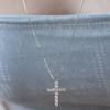 (925 Silver) Cubic Cross Pendant Long Necklace NZ2484