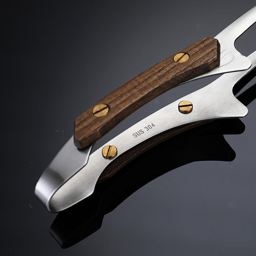 Щипцы для гриля и барбекю из нержавеющей стали 304, термостойкие щипцы для приготовления пищи с деревянной ручкой, зажим для стейков, принадлежности для пикника, походов, кемпинга