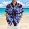 Мужская модная свободная пляжная рубашка с коротким рукавом и принтом тай-дай