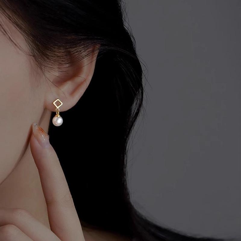 Серьги-подвески с квадратным жемчугом, Женское элитное чувство, Легкая роскошь, Нишевый дизайн, Уникальный темперамент, Холодные серьги, Серьги.