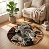 Round Shape Cat  Area Rug Non-Slip Cartoon Carpet Cute Home Decor Carpet  Living Rooms