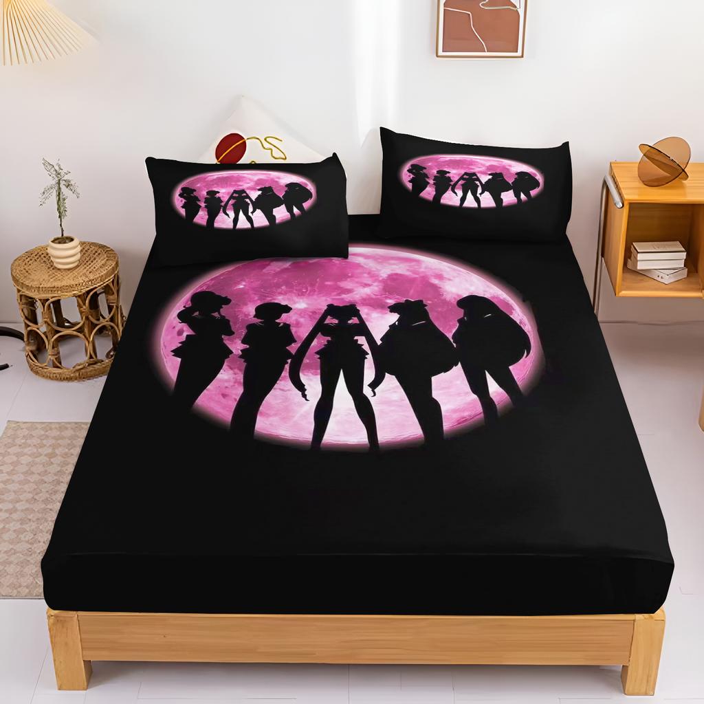 Простыня на резинке Красивые Девочки Детская Полиэстер Мультяшная Цифровая Печать Эластичная Милая Постельная Принадлежность Покрывало для Подростков