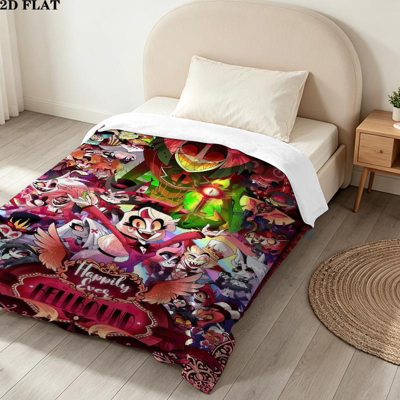 Hazbin Hotel Print Flannel Blanket High Quality Warm Comfortable Cover for All Seasons Perfect for Gifts Home Decor
