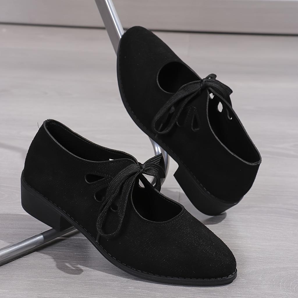 Large Size Shallow Lace-up Fashion Single Shoes Women's Spring New European and American Versatile Thick Heel Pointed Women's Shoes