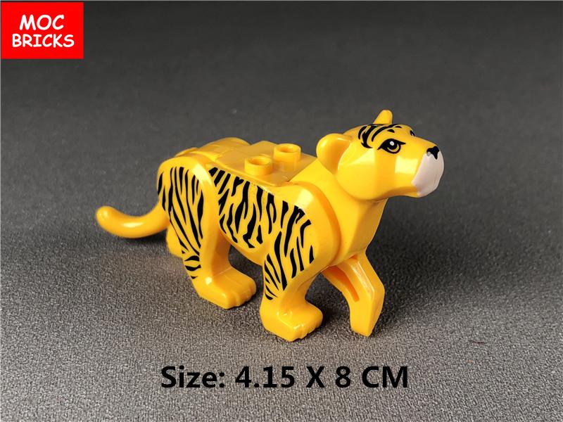 MOC Кубики DIY Лесной Животный леопард лев Тигр Фигурка аксессуар Образовательные строительные блоки игрушки для детей подарок