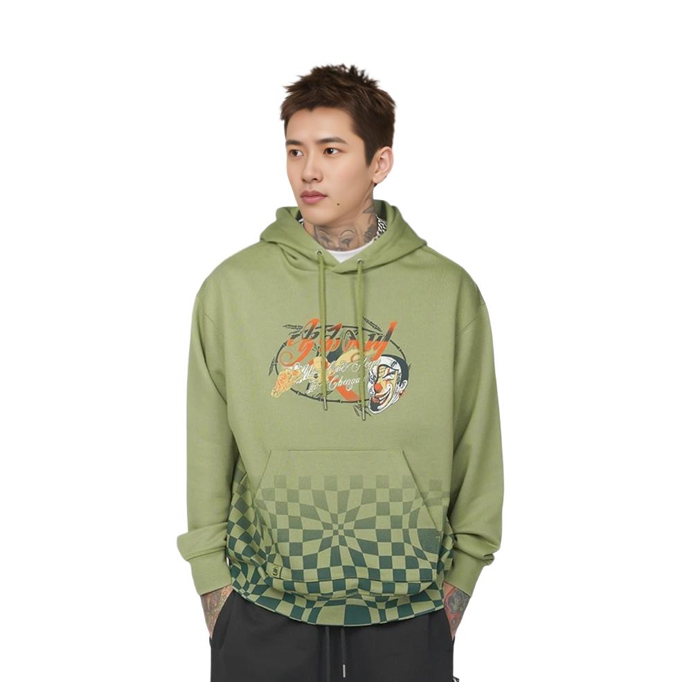 Li Ning BADFIVE Sweatshirts Unisex Green Hooded Moderate Regular AWDRH63-2