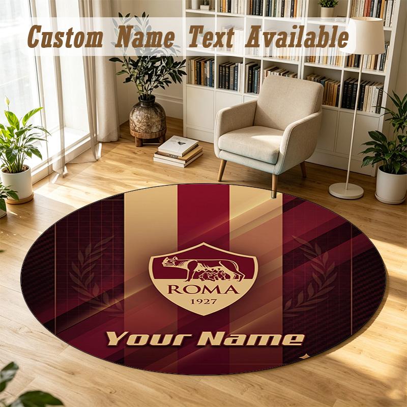 Round Rug Custom NameAS Roma Pattern Non Slip Carpet Home Floor Decor