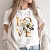 Clothing Summer Love Letter Flower Trend 90s Cute Graphic Tee Print Ladies Female T Top Casual Short Sleeve Women's Fashion T-shirt
